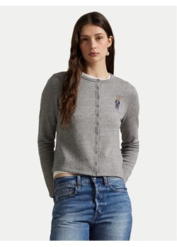 Polo Ralph Lauren Kardigan 211955298003 Szary Slim Fit ze sklepu MODIVO w kategorii Swetry damskie - zdjęcie 186030273