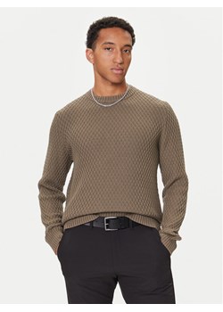 HUGO Sweter Syer 50546995 Beżowy Regular Fit ze sklepu MODIVO w kategorii Swetry męskie - zdjęcie 186031593