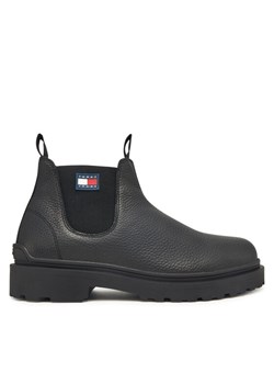 Tommy Jeans Sztyblety Tjm Chelsea Leather Wl EM0EM01670 Czarny ze sklepu MODIVO w kategorii Buty zimowe męskie - zdjęcie 186031791
