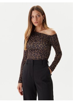 Guess Bluzka W5BP08 K1492 Brązowy Slim Fit ze sklepu MODIVO w kategorii Bluzki damskie - zdjęcie 186032594