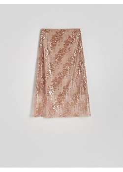 Reserved - Spódnica z naszywanymi cekinami - brązowy ze sklepu Reserved w kategorii Spódnice - zdjęcie 186068373