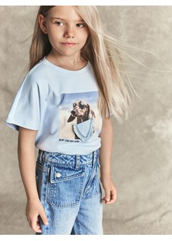 Reserved - Krótki t-shirt z nadrukiem - jasnoniebieski ze sklepu Reserved w kategorii Bluzki dziewczęce - zdjęcie 186069853