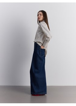 Reserved - Jeansy wide leg z zakładkami - granatowy ze sklepu Reserved w kategorii Jeansy damskie - zdjęcie 186071424