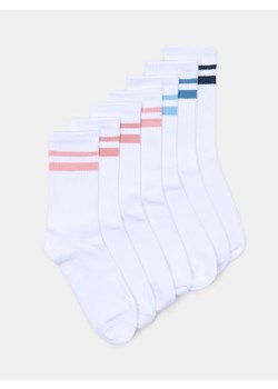 Sinsay - Prążkowane skarpetki z bawełną 7 pack - biały ze sklepu Sinsay w kategorii Skarpetki damskie - zdjęcie 186082613