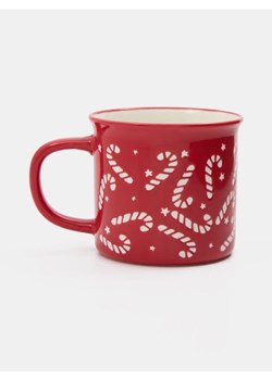 Sinsay - Ceramiczny kubek z uchem z motywem laski cukrowej - czerwony - id: 558ES-33X - marki Sinsay - 186083092 Sinsay - Ceramiczny kubek z uchem z motywem laski cukrowej - czerwony ze sklepu Sinsay w kategorii Kubki - zdjęcie 186083092