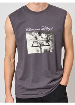 Sinsay - Koszulka na ramiączkach z nadrukiem - niebieski ze sklepu Sinsay w kategorii T-shirty męskie - zdjęcie 186083383