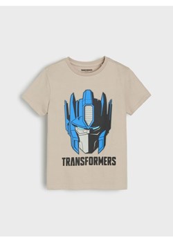 Sinsay - Bawełniana koszulka z nadrukiem Transformers - kremowy ze sklepu Sinsay w kategorii T-shirty chłopięce - zdjęcie 186083412