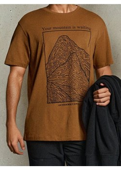 Sinsay - Bawełniana koszulka z nadrukiem - brązowy ze sklepu Sinsay w kategorii T-shirty męskie - zdjęcie 186083841