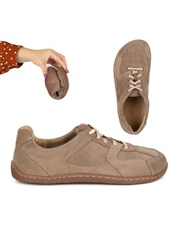 Buty BAREFOOT minimalistyczne skórzane 0796W welur beżowe ze sklepu butyolivier w kategorii Półbuty damskie - zdjęcie 186085321