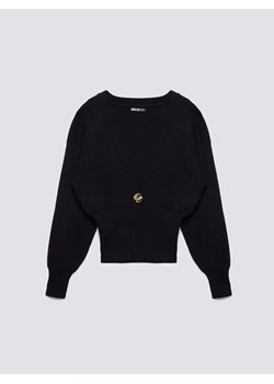 Sweter damski z wiskozy taliowany czarny Goldi 906 ze sklepu Big Star w kategorii Swetry damskie - zdjęcie 186087822