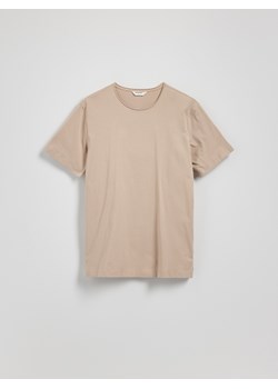 Reserved - Bawełniany t-shirt regular - beżowy ze sklepu Reserved w kategorii T-shirty męskie - zdjęcie 186088610