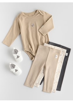 Reserved - Bawełniane legginsy z naszywką - złamana biel ze sklepu Reserved w kategorii Odzież dla niemowląt - zdjęcie 186089572