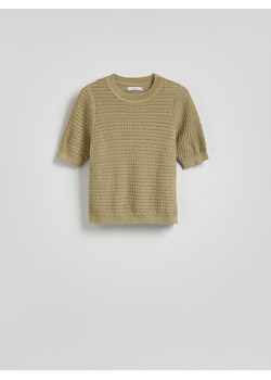 Reserved - Sweter z krótkim rękawem - oliwkowy ze sklepu Reserved w kategorii Swetry damskie - zdjęcie 186089994
