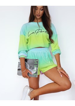 welurowy dres rainbow la perla bluza z logo + krótkie spodenki  - ombre 2 ze sklepu STYLOWO w kategorii Komplety i garnitury damskie - zdjęcie 186091183