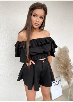komplet paloma top + spódnico spodenki  mielczarkowski polski produkt - czarny ze sklepu STYLOWO w kategorii Komplety i garnitury damskie - zdjęcie 186091331