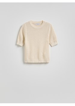 Reserved - Sweter z krótkim rękawem - kremowy ze sklepu Reserved w kategorii Swetry damskie - zdjęcie 186093521