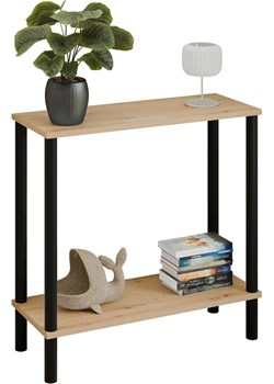 Minimalistyczna konsola dąb artisan + czarny  T4-D40 - id: 52896 - marki Elior - 186094413 Minimalistyczna konsola dąb artisan + czarny  T4-D40 ze sklepu Edinos.pl w kategorii Konsole - zdjęcie 186094413