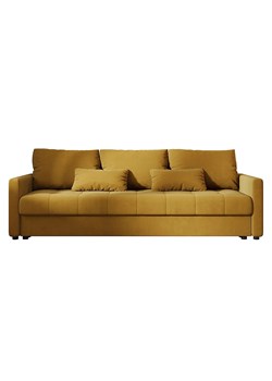Musztardowa rozkładana sofa welurowa z pojemnikiem D9-A56 ze sklepu Edinos.pl w kategorii Sofy i kanapy - zdjęcie 186094430