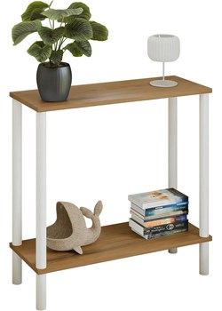 Minimalistyczna konsola do przedpokoju dąb lancelot + biały G2-G91 ze sklepu Edinos.pl w kategorii Konsole - zdjęcie 186094502