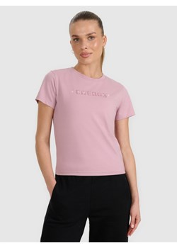 Damski t-shirt z nadrukiem 4F 4FRAW25TTSHF3228 - różowy ze sklepu Sportstylestory.com w kategorii Bluzki damskie - zdjęcie 186096093
