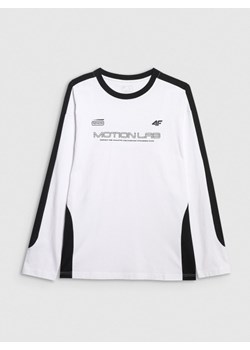Męski longsleeve oversize z nadrukiem 4F 4FRAW25TLONM653 - biały ze sklepu Sportstylestory.com w kategorii T-shirty męskie - zdjęcie 186096102
