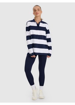 Damski longsleeve w paski 4F 4FRAW25TLONF604 - granatowy ze sklepu Sportstylestory.com w kategorii Bluzki damskie - zdjęcie 186096114
