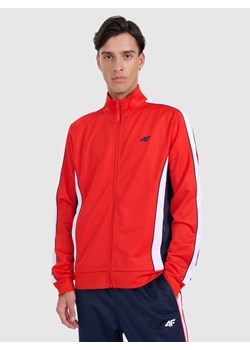 Męska bluza dresowa rozpinana bez kaptura 4F 4FRAW25TSWSM2459 - czerwona ze sklepu Sportstylestory.com w kategorii Bluzy męskie - zdjęcie 186096211