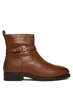 Botki Tommy Hilfiger Th Buckle Riding Leather Bootie FW0FW08781 Brązowy ze sklepu eobuwie.pl w kategorii Botki - zdjęcie 186099282