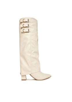 Kozaki Guess FLFGAR ELE11 Écru - id: 0000305474025 - marki Guess - 186099712 Kozaki Guess FLFGAR ELE11 Écru ze sklepu eobuwie.pl w kategorii Kozaki damskie - zdjęcie 186099712