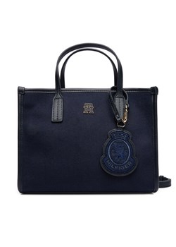 Torebka Tommy Hilfiger Th City Small Tote Melton AW0AW17852 Granatowy ze sklepu eobuwie.pl w kategorii Torebki damskie - zdjęcie 186100194