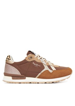 Sneakersy Pepe Jeans Brit Glitter W PLS400005 Brązowy ze sklepu eobuwie.pl w kategorii Buty sportowe damskie - zdjęcie 186101053