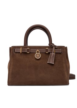 Torebka Tommy Hilfiger American Icon Mini Tote Suede Le AW0AW18202 Brązowy ze sklepu eobuwie.pl w kategorii Kuferki - zdjęcie 186101880