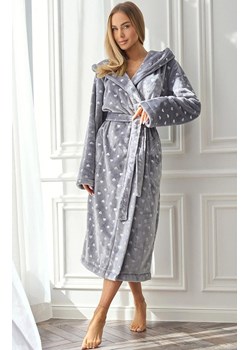 Długi szlafrok damski z kapturem szary 2551 Amira, Kolor szary, Rozmiar XL, L&amp;L ze sklepu Primodo w kategorii Szlafroki damskie - zdjęcie 186119410