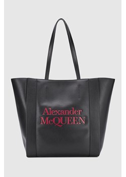 ALEXANDER MCQUEEN Czarna skórzana shopperka z czerwonym logo ze sklepu outfit.pl w kategorii Torby Shopper bag - zdjęcie 186120153