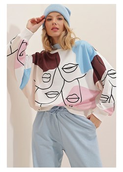 trendyol Bluza w kolorze kremowo-błękitno-brązowym ze sklepu Limango Polska w kategorii Bluzy damskie - zdjęcie 186120342