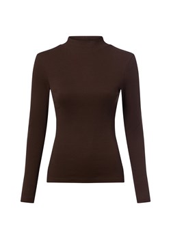 Marie Lund Damska koszulka z długim rękawem Kobiety Bawełna czekoladowy jednolity ze sklepu vangraaf w kategorii Bluzki damskie - zdjęcie 186126102