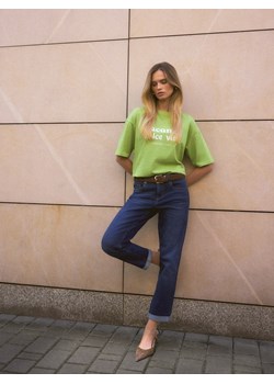 Mohito - Bawełniany t-shirt z nadrukiem - zielony ze sklepu Mohito w kategorii Bluzki damskie - zdjęcie 186127410