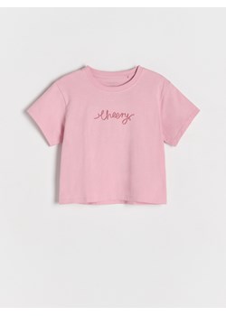 Reserved - T-shirt z haftem - brudny róż ze sklepu Reserved w kategorii Bluzki dziewczęce - zdjęcie 186127841