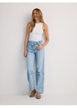 Reserved - Jeansy wide leg z asymetrycznym zapięciem - niebieski ze sklepu Reserved w kategorii Jeansy damskie - zdjęcie 186128990