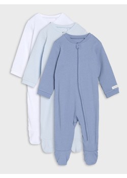 Sinsay - Pajacyk z prążkowanej dzianiny 3 pack - błękitny ze sklepu Sinsay w kategorii Odzież dla niemowląt - zdjęcie 186130362