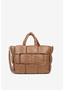Beżowa Pikowana Torebka Shopperka z Efektem 3D Vamirre ze sklepu born2be.pl w kategorii Torby Shopper bag - zdjęcie 186135953