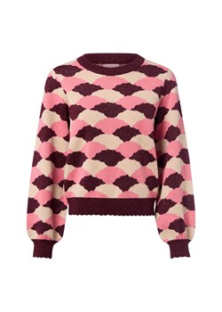 Nümph Sweter damski - Nulila Kobiety drobna dzianina bordowy wzorzysty ze sklepu vangraaf w kategorii Swetry damskie - zdjęcie 186137862
