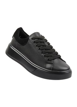Skórzane sneakersy damskie na platformie czarne Cambell 25-19347 ze sklepu ulubioneobuwie w kategorii Buty sportowe damskie - zdjęcie 186139214