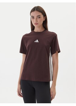 adidas T-Shirt Essentials 3-Stripes JX7621 Brązowy Regular Fit ze sklepu MODIVO w kategorii Bluzki damskie - zdjęcie 186140743