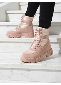 Bootsy Fuego Rosa - Stylowe Damskie Buty Z Płaskim Obcasem ze sklepu royalfashion.pl w kategorii Workery damskie - zdjęcie 186141720