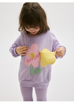 Reserved - Bawełniana bluza z aplikacją - lawendowy ze sklepu Reserved w kategorii Bluzy dziewczęce - zdjęcie 186145960