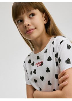 Reserved - Bawełniany T-shirt z haftem - biały ze sklepu Reserved w kategorii Bluzki dziewczęce - zdjęcie 186146050