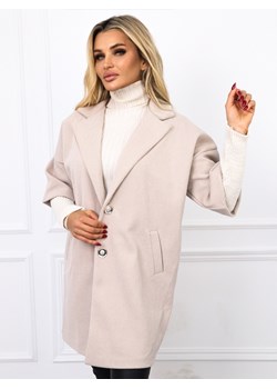 PŁASZCZ OVERSIZE Z DZIANINOWYMI RĘKAWAMI- BEŻOWY ze sklepu olika.com.pl w kategorii Płaszcze damskie - zdjęcie 186146892