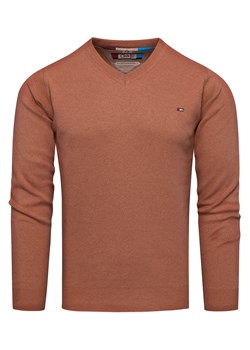Sweter męski w serek brązowy Recea ze sklepu Recea.pl w kategorii Swetry męskie - zdjęcie 186147164