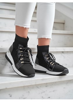 Klasczne Sneakersy Giulietta Czarne na Koturnie ze sklepu royalfashion.pl w kategorii Buty sportowe damskie - zdjęcie 186147704